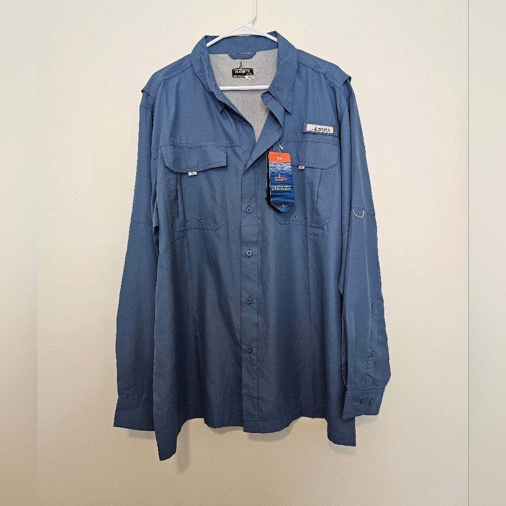 Mens Blue Habit Fishing Shirt
